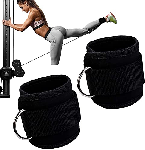 Taeku Fußschlaufen Kabelzug, 2 Stück Fitness Training Fußschlaufe Kabelturm mit D-Ringen Fußmanschetten für Beinstrecker Gesäßmuskeln Beintraining (46*8CM)