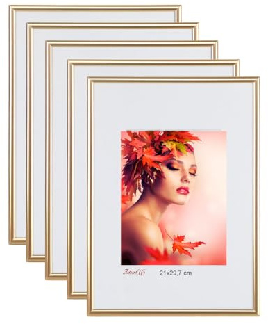 IDEAL TREND 2er 3er 5er Pack Bilderrahmen Kunststoff Lifestyle Foto Rahmen Collage KYOTO: Farbe: 5er Pack Gold | Format: 15x20