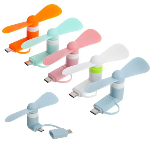 iplusmile Mini ventilateur USB de type C 5 pièces portable pour smartphone avec pales souples pour voyage, bus, métro