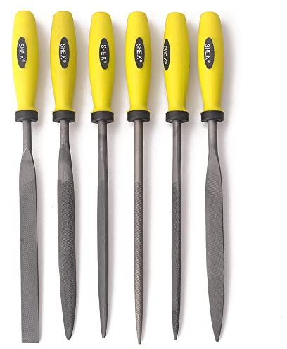Oudtinx Set med nålfilar (6 delar) inkluderar platt, platt vikning, fyrkantig, triangulär, rund och halvrund fil 5 x 180 mm