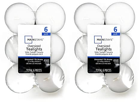 OnlineStreet Tealight Candles - Unscented Maxi Tealights/Oversized Tealights with Upto 10 Hours Burning Time | Home Decor, Long Lasting Wax Candles (White Oversized Tealights (Pack of 2))