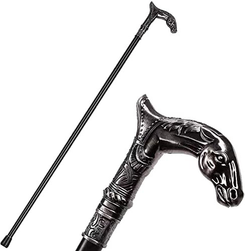 CAZARU Vintage Spazierstock für Männer – Aluminiumlegierung Pferdekopf Dekorative Gehstöcke – Elegante Gothic Spazierstock Familie