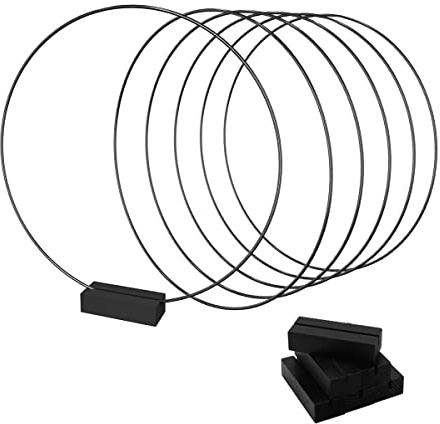 Worown 6 Stück 25cm Metallringe zum Basteln, Metallring mit Fuß, Schwarz Metallringe mit 6 Stück Holzständern für DIY Hochzeits-Tisch-Dekorationen, Wandhängende Handwerke