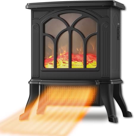 DONYER POWER 23 Elektroherd tragbare Heizung, 1800W, LED einstellbare Flammenintensität, Schwarz, Raumheizung, Raumheizgerät