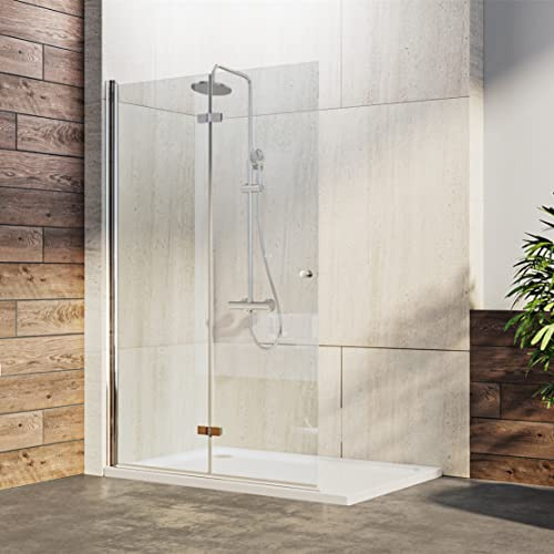 IMPTS Walk-In Duschwand Duschtür 100x185cm Faltbar+Drehbar Duschabtrennung ESG Nano Glas