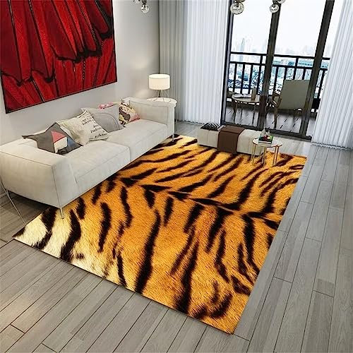 RUGMRZ Bettvorleger rutschfest Bettumrandung Teppich Wohnzimmer Braun Hd Tiger Fell Muster Teppichboden Für Das Schlafzimmer Langlebig 180X250Cm Küchen Teppiche 5Ft 10.9''X8Ft 2.4''