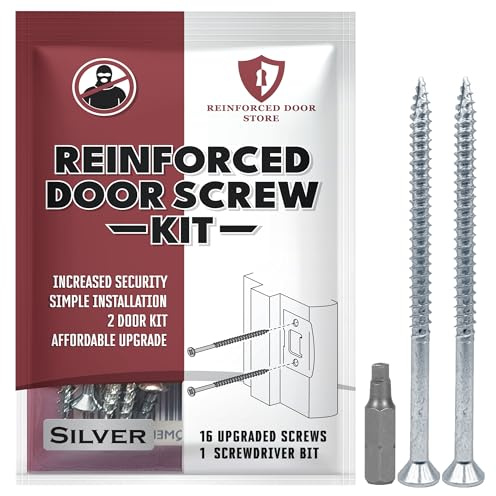 Reinforced Door Screw Kit for Strike Plates, Deadbolt Plates, and Hinges. 3-inch Screws and Screwdriver Bit, Makes Doors Kick Resistant, Home Security Upgrade