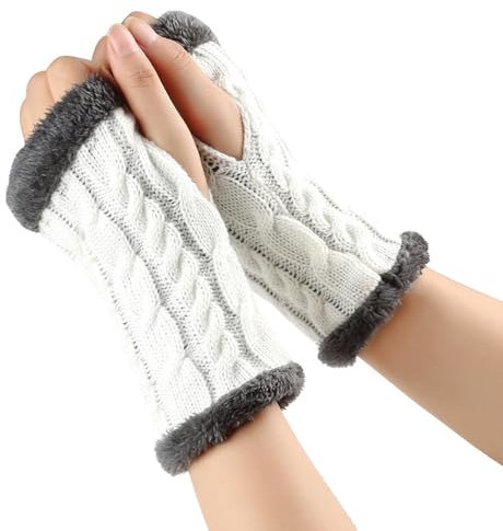 CHUYIX Unisex Kaschmir-Wolle Halbfinger kurzfingerhandschu 1 Paar Dehnbar Fingerhandschuhe Ohne Fingerkuppen Wintersporthandschuhe, warm, weich und dick Winter Pulswärmer Handschuhe