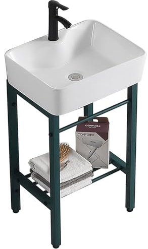Einzelbecken badezimmer waschbecken keramik handwaschbecken spültisch universalspüle Waschbecken im Waschraum,Mit Wasserhahn,Überlaufloch,Zubehör,geeignet für Badezimmer,Gästezimmer ( Size : 40*30*80c