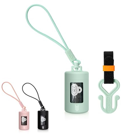 Retractable Dog Waste Bag Dispenser and Bag Holder Kit, Dog Poop Bag Dispenser, Retractable Waste Bag Dispenser, Lightweight Poop Bag Holder, Stretchy Strap Fits Any Dog Leash (Green)