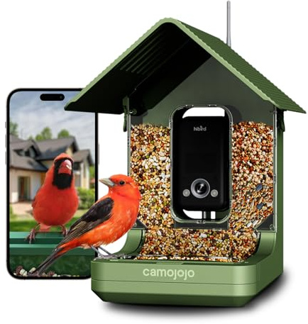 Hibird Vogelhaus Kamera mit 32MP Bildqualität & 4K Video, Vogelfutterspender Kamera mit AI Funktion, 10000mAh Eingebaute Akku, Vollfarb-Nachtsicht, 2.4/5 GHz WiFi