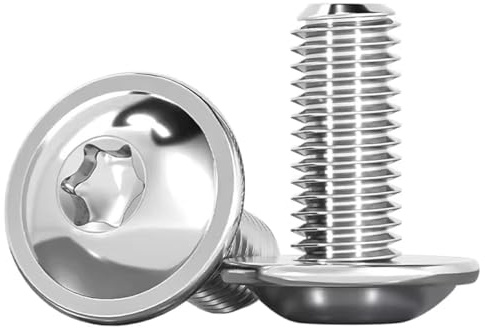 Drenky Linshuvudskruv med platt huvudskruv med fläns 10 stycken, M8 x 16 mm skruvar Torx ISO 7380-2 rostfritt stål A2 V2A linshuvud skruvar flänsskruvar maskinskruvar, helgängade