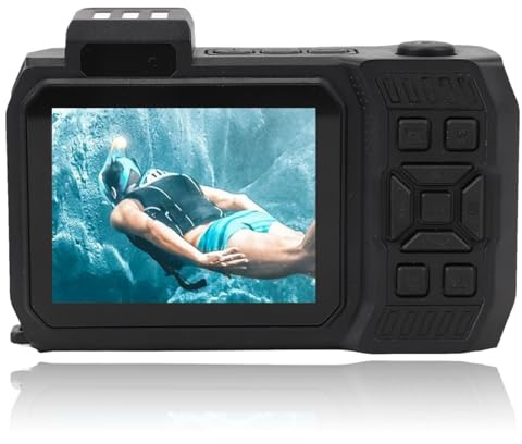 4K Unterwasserkamera, 18 facher Optischer Zoom, Digitalkamera Autofokus mit 2,88 Zoll 1,44 Zoll Dual Bildschirm, 65 MP 33 Fuß wasserdichte Kamera, Unterstützt 128GB Karte Zum