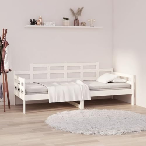 THOYTOUI Tagesbett, Bettsystem Seniorenbett Betten Bettrahmen Geeignet für Wohnungen Gästezimmer Studentenwohnheim Schlafzimmer Weiß Massivholz Kiefer 90x200 cm