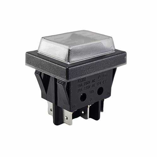 Umschalter, 6 Pins, 16A, 250V AC, Ein/Ein, mit wasserdichter Abdeckung, Wippschalter, Kippschalter, Geräteschalter, Schwarz
