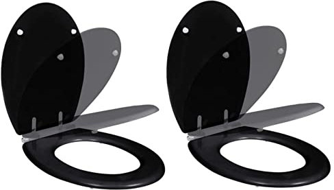 XCHSXYL Sièges de Toilette avec couvercles à Fermeture Douce 2 pièces MDF Noir Sièges de Toilette et Bidet