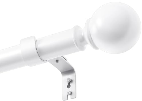 Barra de cortina para cortinas con ojales barra de cortina blanca incluye remates redondos soportes y accesorios para dormitorio comedor sala de estar o cocina Blanco 84-143CM