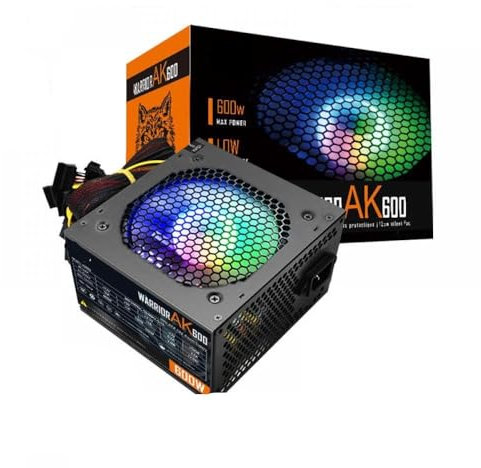 AK 600W Black RGB PSU Power Supply Unit 120mm Quiet Fan 24pin 12V ATX Desktop PC Compatibility Compatible with BTC Mining