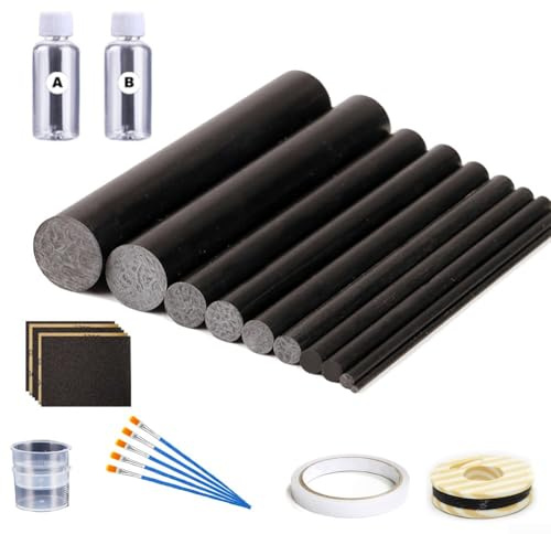 Kit di riparazione per canne da pesca per riparazioni rapide e danneggiate, set completo 32 in 1 con strumenti in carbonio e strumenti essenziali, canna di riparazione in fibra di carbonio per varie