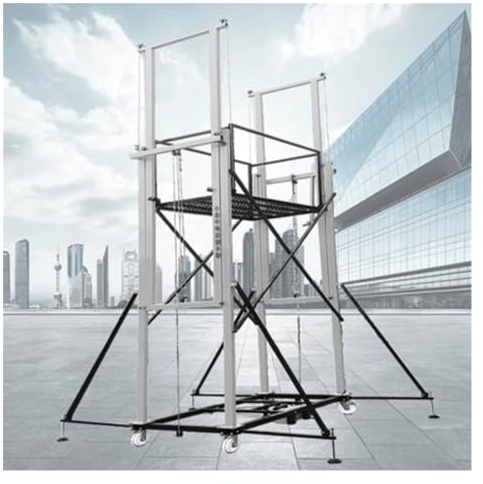 Andamio eléctrico plegable móvil, acero galvanizado resistente para construcción y mantenimiento