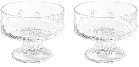 OnePine Juego de 2 Copas Helado Vidrio, 200ml Cuenco para Helado, Cuencos para Postre, Fruta, Gelatina, Copa Postre Cristal Ideal para Casa, Restaurantes y Fiestas