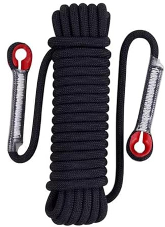 Asyduey 12mm Sicherheitsseil Kletterseil Statisches Bergsteigerseil Outdoor Survival Feuerleiter Autorettung Schwarz 20M
