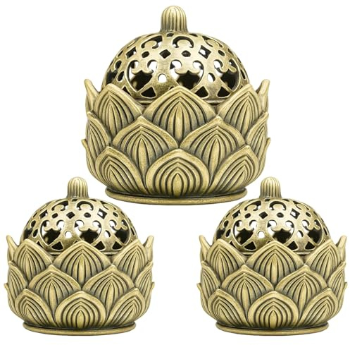 3 Pieces Lotus Incense Burner, Lotus Incense Holder For Sticks, Decorative Incense Burner for Home, Yoga Studio, Office, Cafe, Meditation Space, Set of 3 (1 Large & 2 Small)