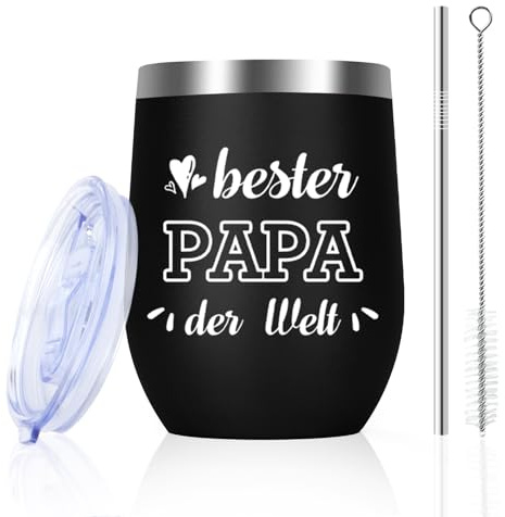 Vatertag Geschenke Für Papa Geschenk Für Vater Eltern 12oz Edelstahl Weinbecher Bester Papa Geschenke Geburtstag Geburtstagsgeschenk Thermobecher Mit Strohhalm Weihnachten Geschenk Ostergeschenke