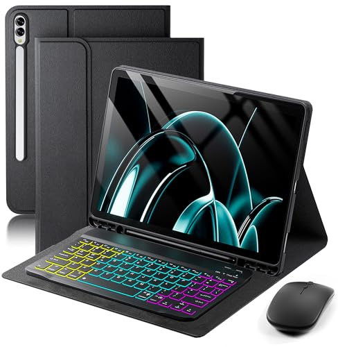 Custodia tastiera per Samsung Galaxy Tab S11 Ultra / S10 Ultra / S9 Ultra / S8 Ultra 14,6 pollici Cover - 7 colori arcobaleno cambiamento retroilluminato staccabile tastiera magnetica con S Pen Holder