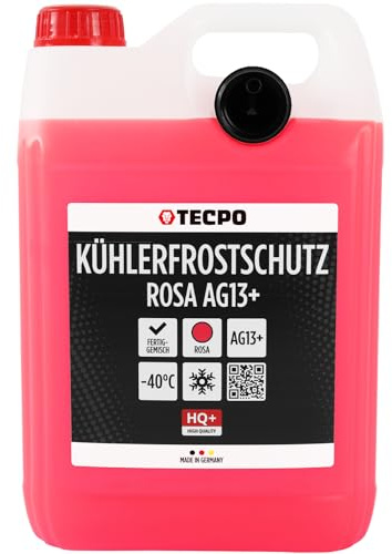 TECPO Kühlerfrostschutz Antifreeze AG13+, 5 Liter Kühlmittel rosa rot -40 C° Auto Kühlflüssigkeit Gebrauchsfertig LOBRID-Technologie | bis zu 5 Jahre Lebensdauer |