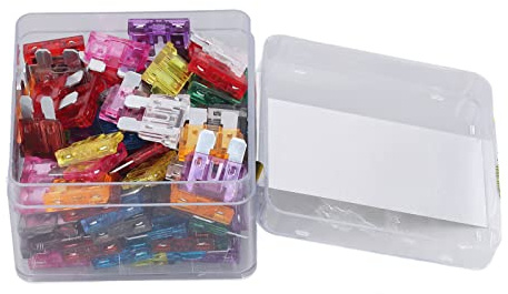 Walfront Kit BladeFuse de 100 Piezas, Material ABS, Protección de Corriente Rápida para Automóvil, Camión, Motocicleta RV con Fusibles 2A 3A 5A 7.5A 10A 15A 20A 25A 30A 35A