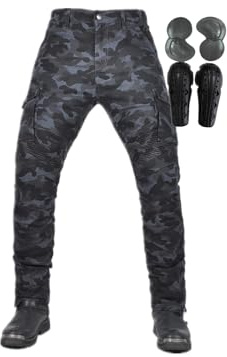 Herrmotorcykelbyxor (förlängda knäskydd) CE-bepansrade touringjeans, motocross-modell(Natural,X-Large)