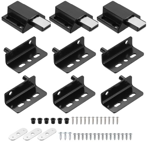 QUARKZMAN 3Set Cerniera Perno, 40 x 26 mm Cerniere Pesanti Asso Nascosto Con Fermo Magnetica Testa Singola E Bussola Per Mobili Armadi Legno, Nero