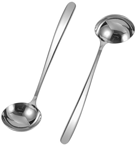 POPAPIE 2 Stück Edelstahl Silber Suppenschöpfer,20 cm Soßenkelle | Klein Schöpflöffel,Suppenkelle,Saucenlöffel für Hotel zu Hause Restaurant Küche Soßen und Suppe,Spülmaschinenfest
