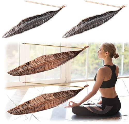 MINGBOLIN hållare för rökelser, metallblad brännare legering rökelsestavar hållare innehåller hål och askfångare långa rökelsekärl, för hem, kontor, yoga, meditation (4 stycken)