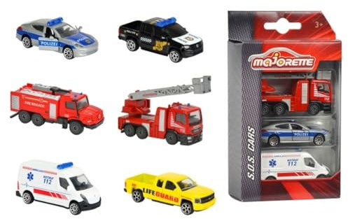 Majorette - SOS Spielzeugauto-Set – 3 zufällige Einsatzfahrzeuge der S.O.S. Cars Edition, für Kinder ab 3 Jahren, Rettungsfahrzeuge Spielset