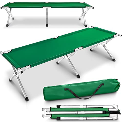 TRESKO® Campingbett Feldbett 190x64x44cm klappbar + Tragetasche bis 200 kg | Campingliege XXL für Outdoor & Indoor | Klappbett faltbar für Garten Camping Angeln Festival Reise Strand