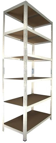 Shelf Creations BASIC Schwerlastregal 200x75x30cm weiß 6 Böden Steckregal Kellerregal Lagerregal Werkstattregal Archivregal Haushaltsregal Ordnerregal Metallregal Garagenregal Fachbodenregal