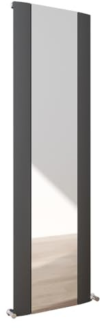 Supreme Aluminium Designer Radiators Central Heating Heater Vertical Anthracite Single Panel Mirror - 470 x 1700mm
