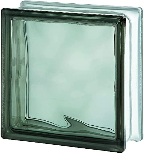 Bloque de Vidrio Ondulado Gris, 19 X 19 X 8 Cm
