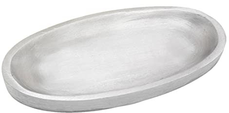 NKlaus piatto per candele ovale 12x6cm alluminio piatto argento opaco piattino decorazione tavola 10370