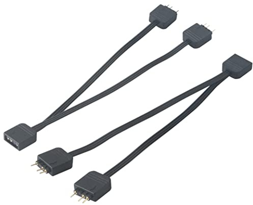 Akasa Adressierbar RGB LED Verteiler Kabel, 1 zu 2 aRGB LED Splitter, 3 pin Stecker, Y Verteiler 1 Buchse auf 2 Stecker, 12 cm, schwarz, 2 Stücke, zwei Pack, AK-CBLD08-KT02