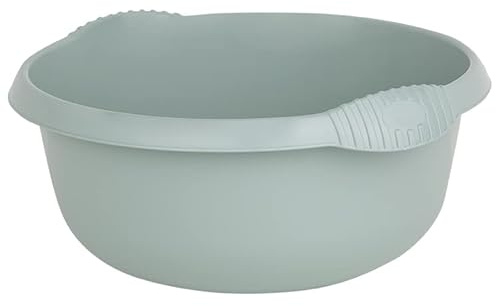 JMS we create smile Plastic Round Bowls Kitchen Sink, Basin Mixing, Washing Up Bowl Tidy Organizer (36cm Round Bowl, Silver Sage)