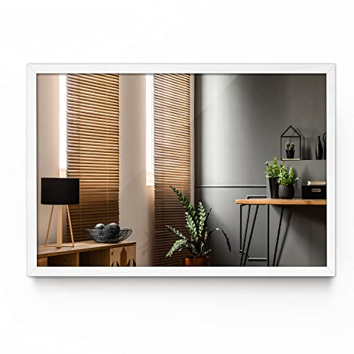 Tulup Spiegel Weiße Rahmen Glas Wand Wohnzimmer Mirror Badezimmer 60x40 cm Groß Schlafzimmer