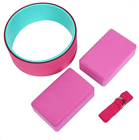 Fybida 4-teiliges Yoga-Fitness-Set, Yoga-Rad, Yoga-Schaumblöcke, Yoga-Stretch-Gürtelriemen, Rückenschmerzen, Stretching-Fitness-Set