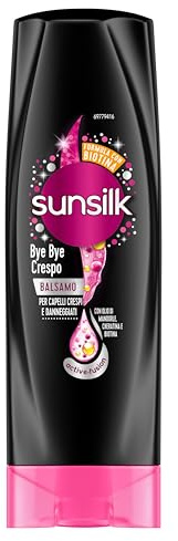 Sunsilk, Balsamo Bye Bye Crespo, Balsamo per Capelli Crespi, Dona Capelli Morbidi, Visibilmente Sani e Luminosi, Formula Active Fusion Arricchita con Olio di Macadamia, Elastina e Biotina, 350 ml