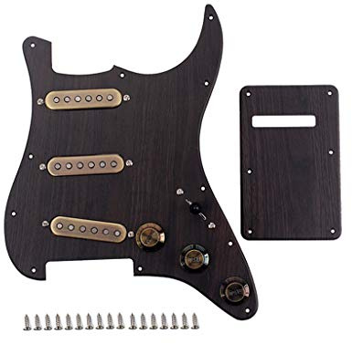 Ogdni Vorverdrahtetes Schlagbrett, E-Gitarren-Schlagbrett mit Alnico V Single Coil Pickup SSS Gitarre High Output Pickup-Set für 3-lagigen Stratocaster Pickguard Ersatzteile