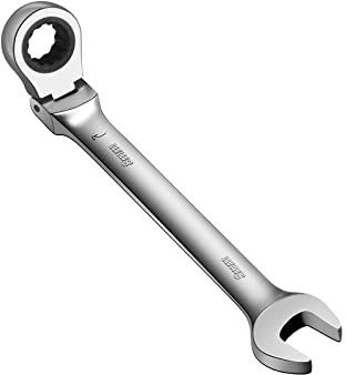 WISEUP 180° Adjustable Flex-Head Ratchet Spanner - CR-V Chrome-Vanadium Steel 8mm Double-End Combination Wrench - Labor-Saving, Anti-Slip and Rust-Proof Tool (WP21120208)