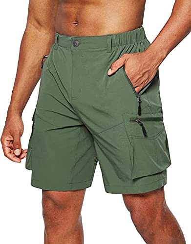 Tansozer Korta byxor för män, sommar, snabbtorkande vandringsbyxor, korta, stretch, cargo, bermuda, sportbyxor, utomhus, vandring, vandringsshorts, Armégrön, S
