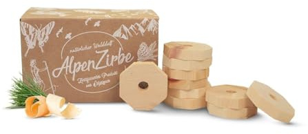 Mottenliebe 10 - Scheiben aus luftgetrockneten Zirbenholz - für Kleiderbügel